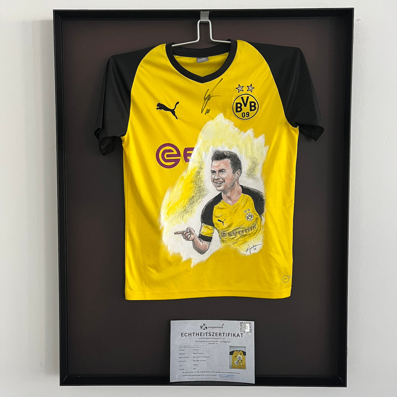 Borussia Dortmund Trikot Portrait Mario Götze handgemalt und signiert 164