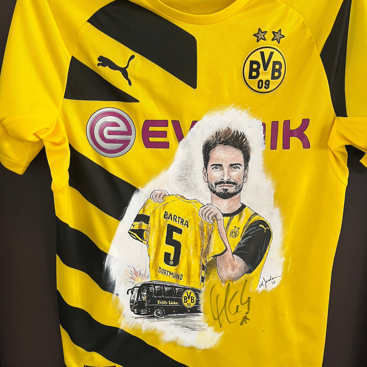 Borussia Dortmund Trikot Portrait Mats Hummels handgemalt und signiert M