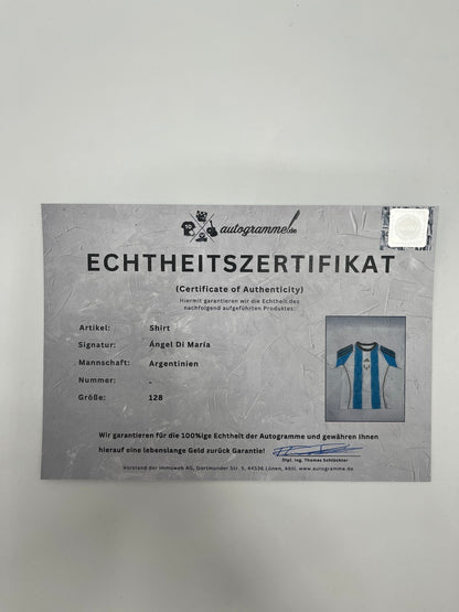 Argentina Shirt Angel di Maria signed Coa Adidas Football 128 as part of COA Adidas