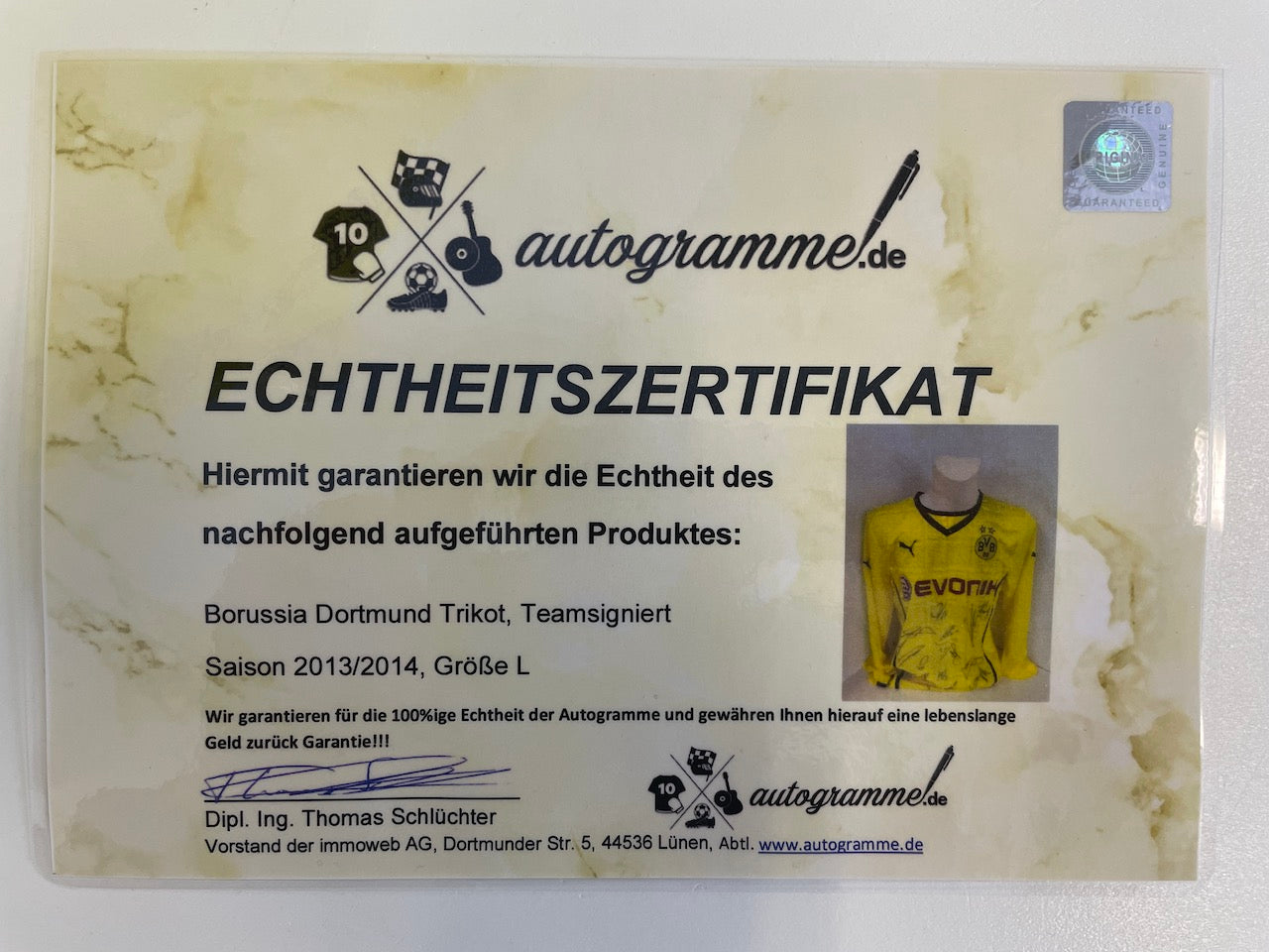 BVB jersey 2013/2014 team signed long sleeve Borussia Dortmund COA New Puma L