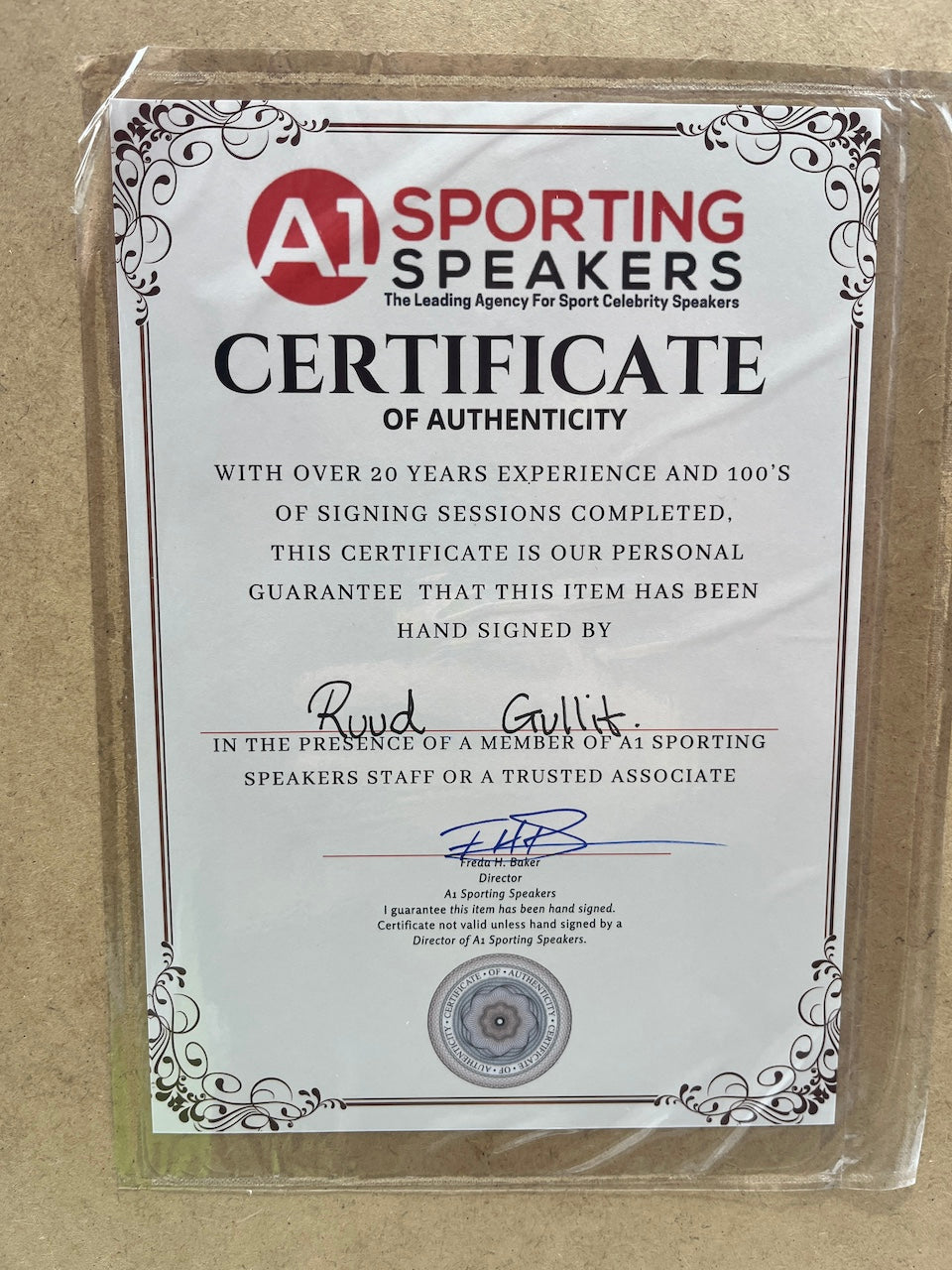 Netherlands jersey ruud gullit signed in the framework of COA