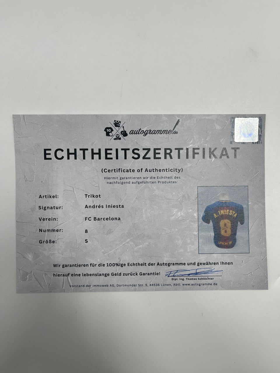 FC Barcelona Trikot Andres Iniesta signed autograph Laliga Nike Coa NEW S