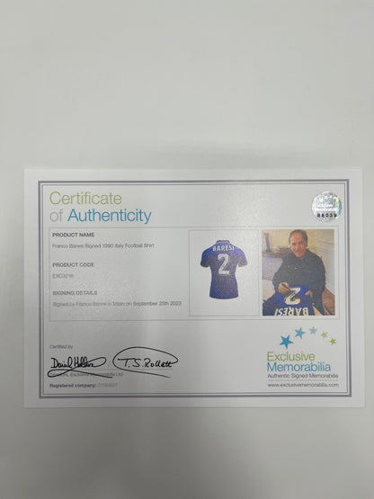 Italy repro jersey franco baresi signed autograph coa m