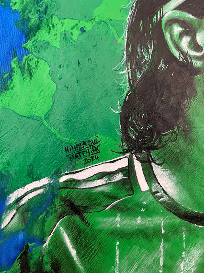 Italy jersey portrait calafiori hand painted and adidas signed by Buongiorno