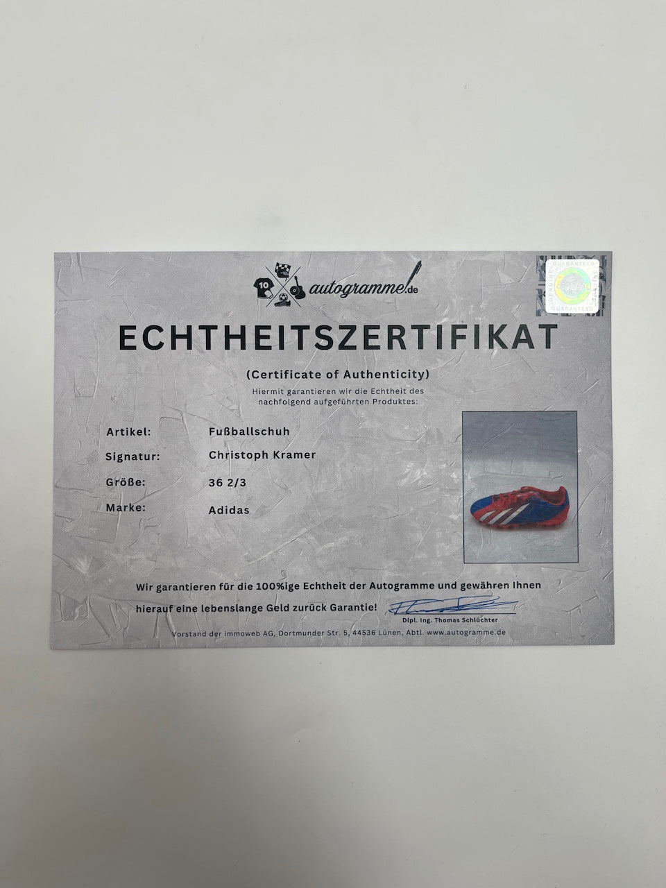 Football shoe Christoph Kramer signed football Bundesliga adidas