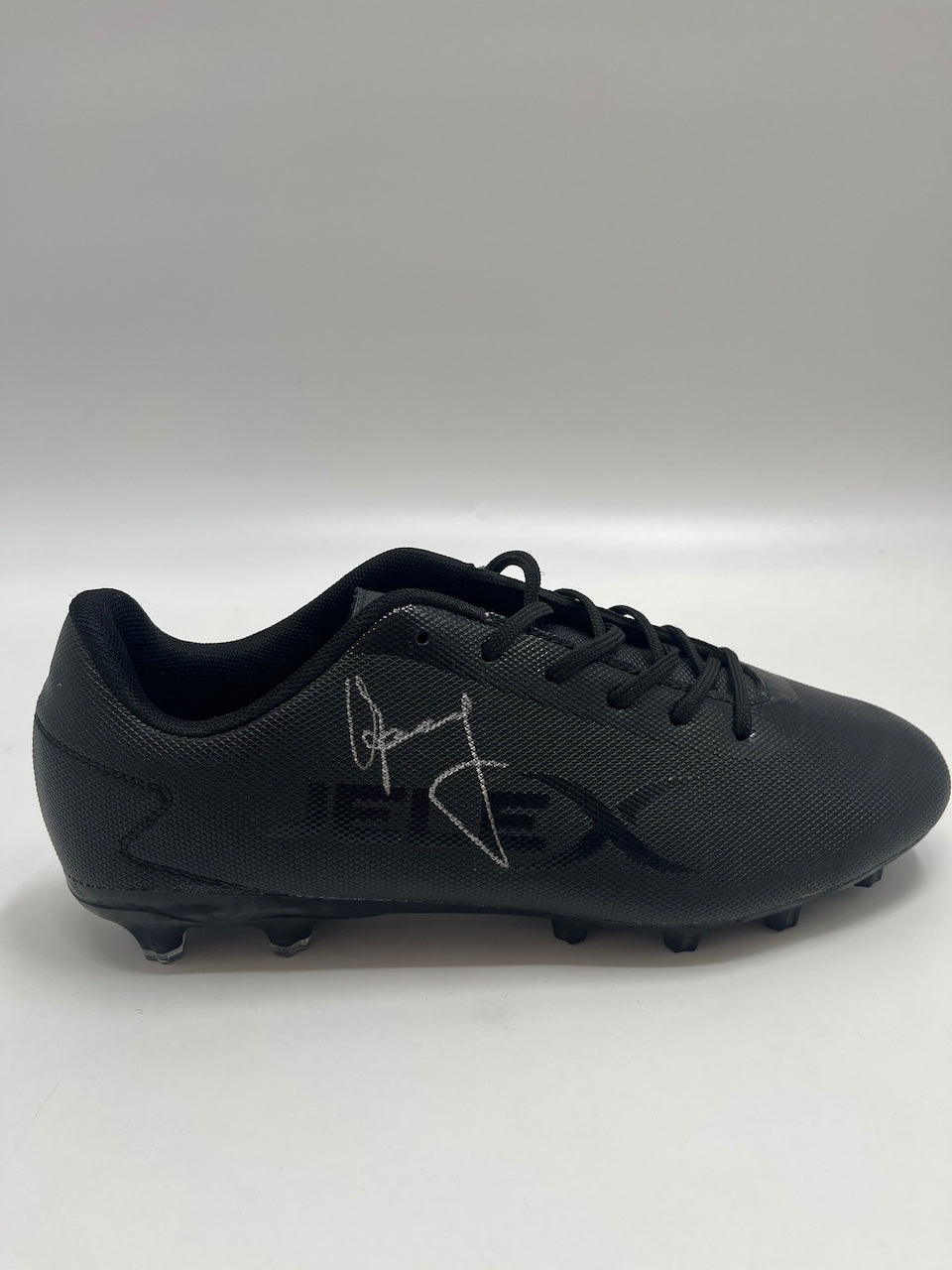 Football shoe Nigel de Jong signed in showcase + lighting autograph COA