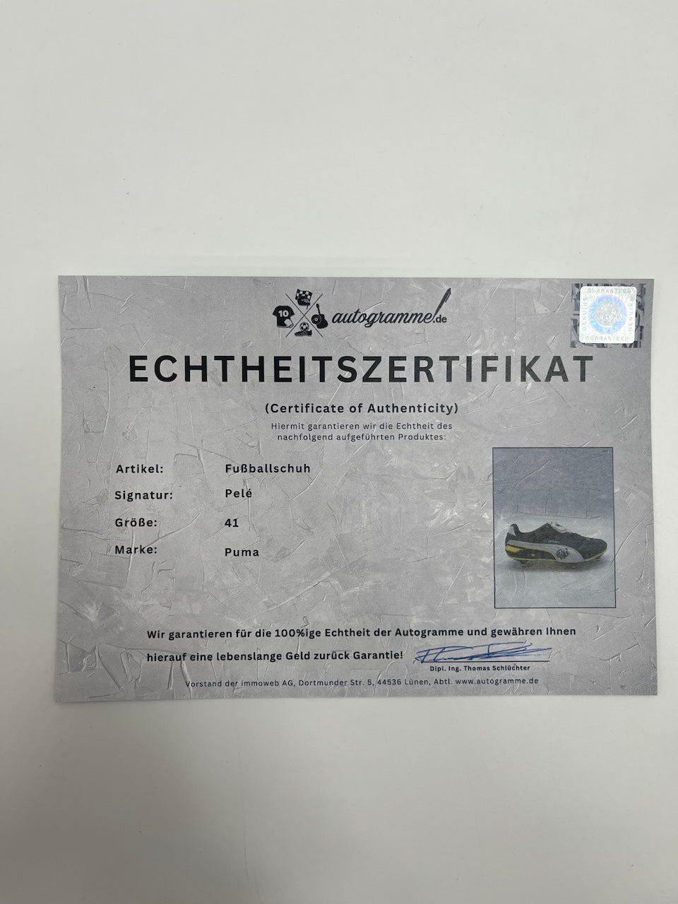 Football shoe Pele signs showmaster Brazil world champion Puma Selecao Coa