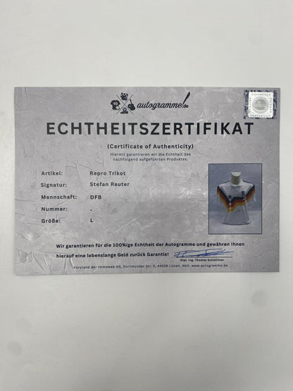 DFB Repro Jersey Stefan Reuter signed Adidas COA Germany Autograph L