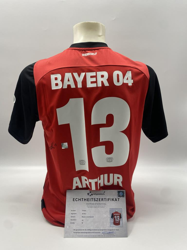 Bayer Leverkusen jersey signed by Arthur Augusto, autographed, Bundesliga COA M