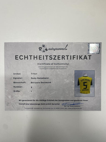 Borussia Dortmund jersey signed by Ramy Bensebaini, BVB new, Puma signed, size L