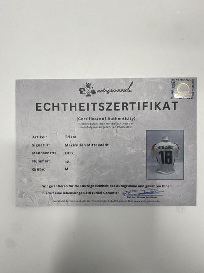 DFB jersey Maximilian Mittelstädt signed Adidas COA Germany Autograph M