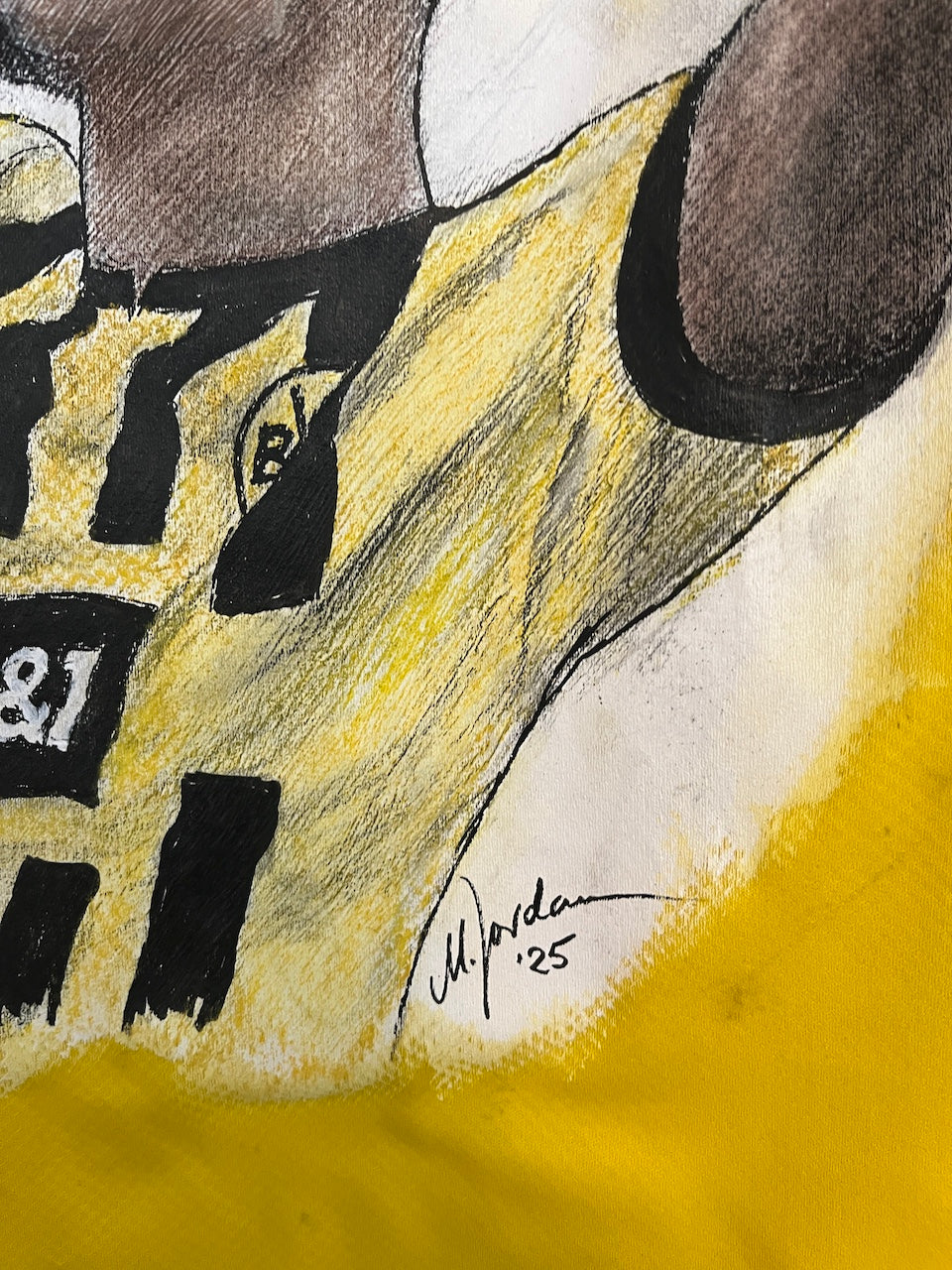 Borussia Dortmund jersey portrait Jude Bellingham hand painted and signed Puma