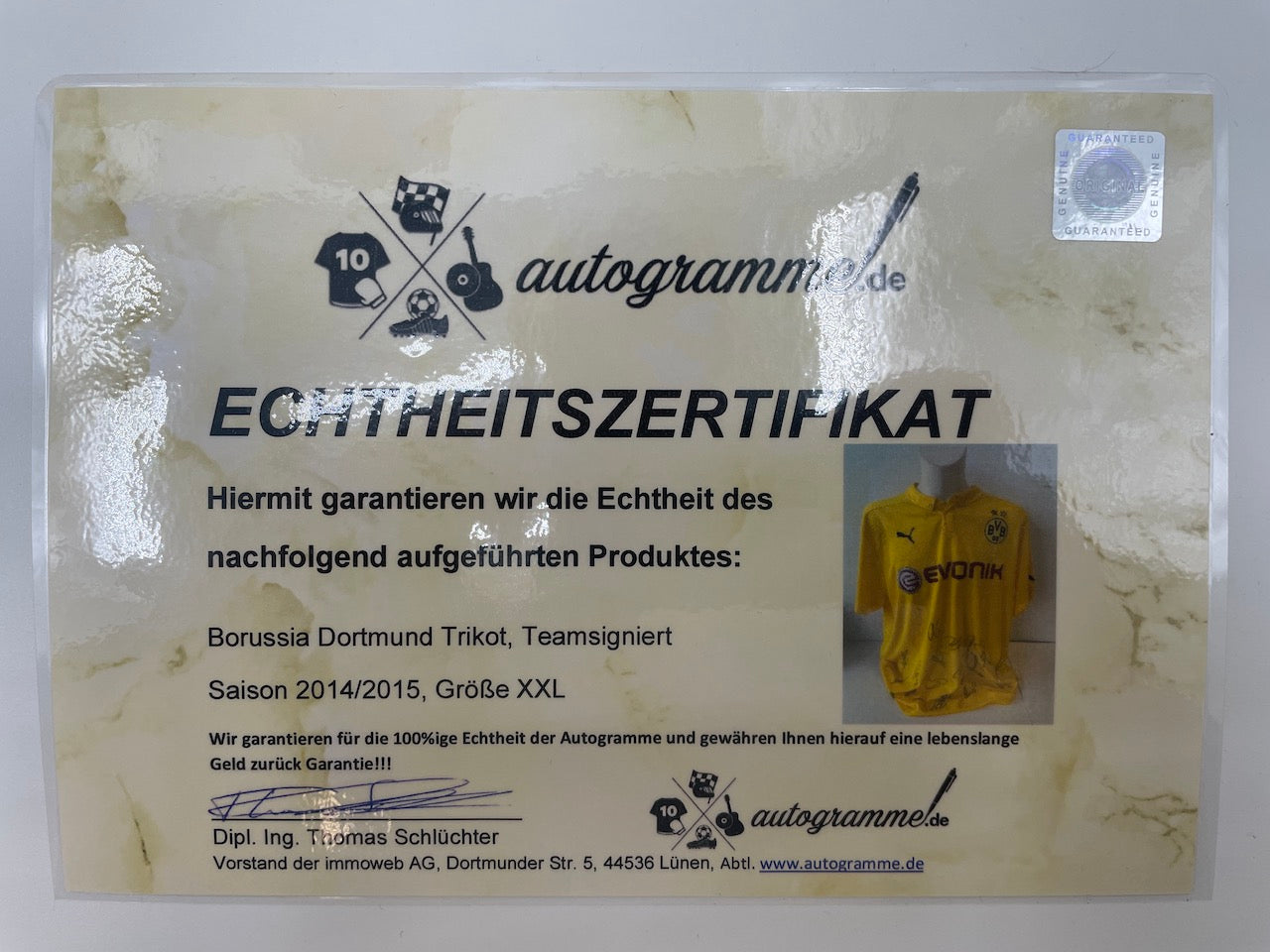 BVB Trikot 2014/2015 team signed Borussia Dortmund Coa Neu Puma Bundesliga XXL