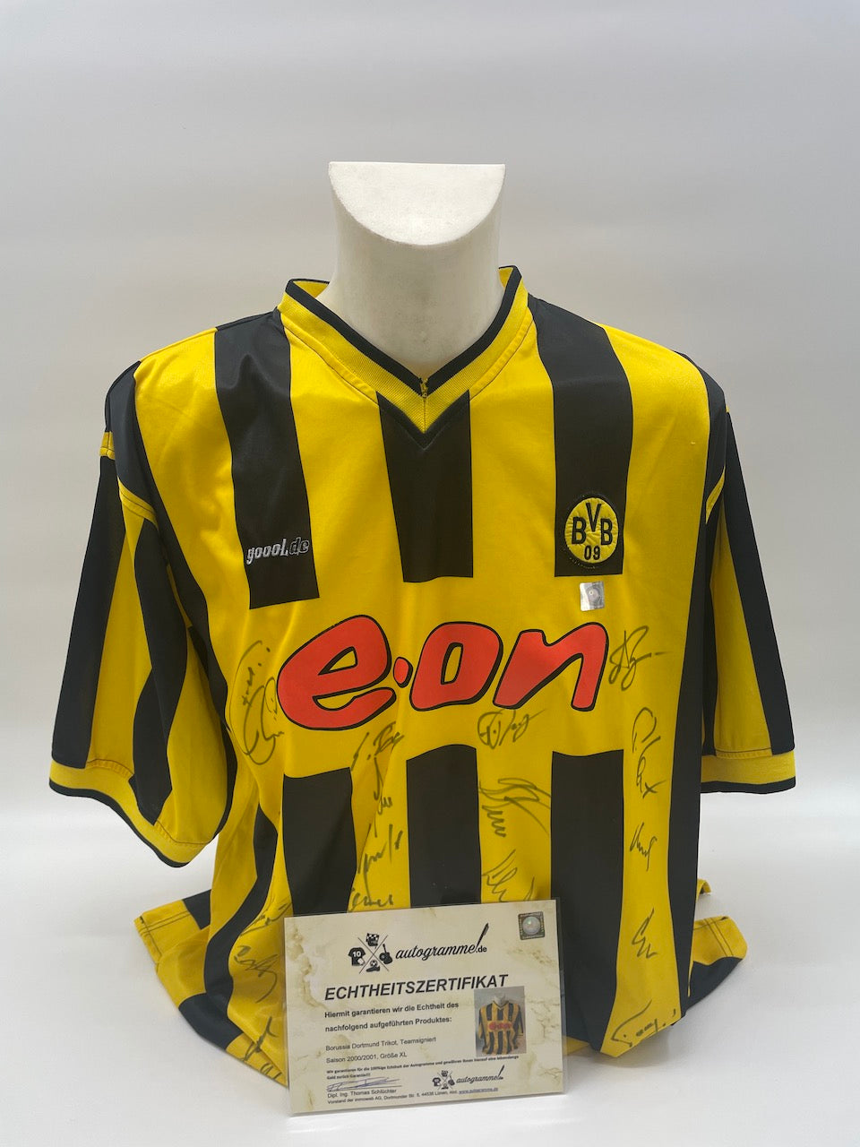 BVB jersey 2000/2001 team signed Borussia Dortmund COA Goool Bundesliga XL