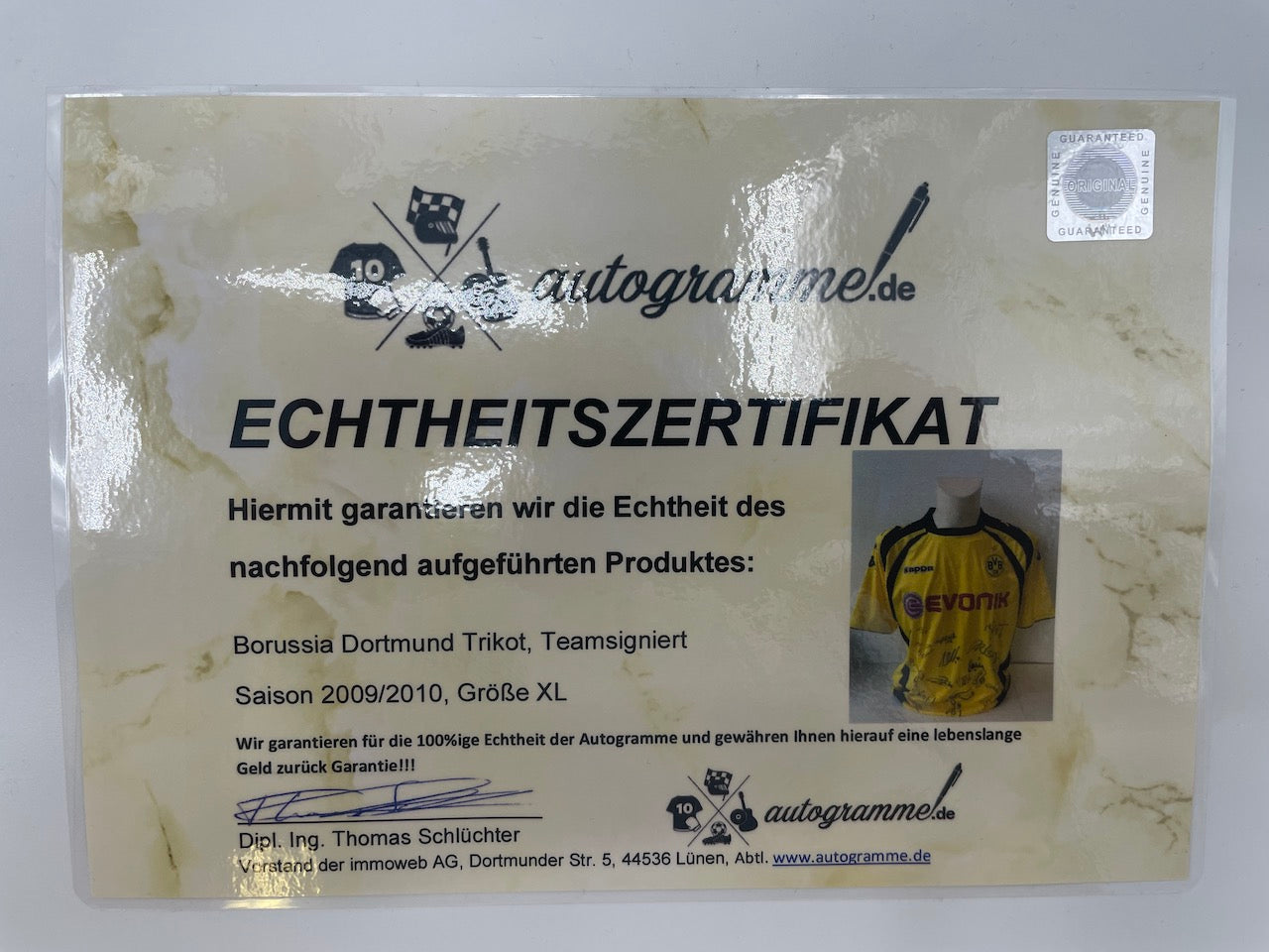 BVB Trikot 2009/2010 team signed Borussia Dortmund Coa Neu Kappa Bundesliga XL