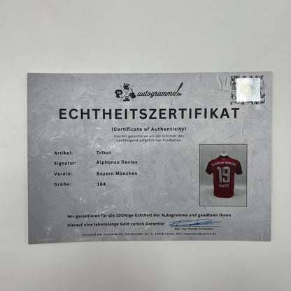 Bayern München Trikot Alphonso Davies signiert Adidas COA 164