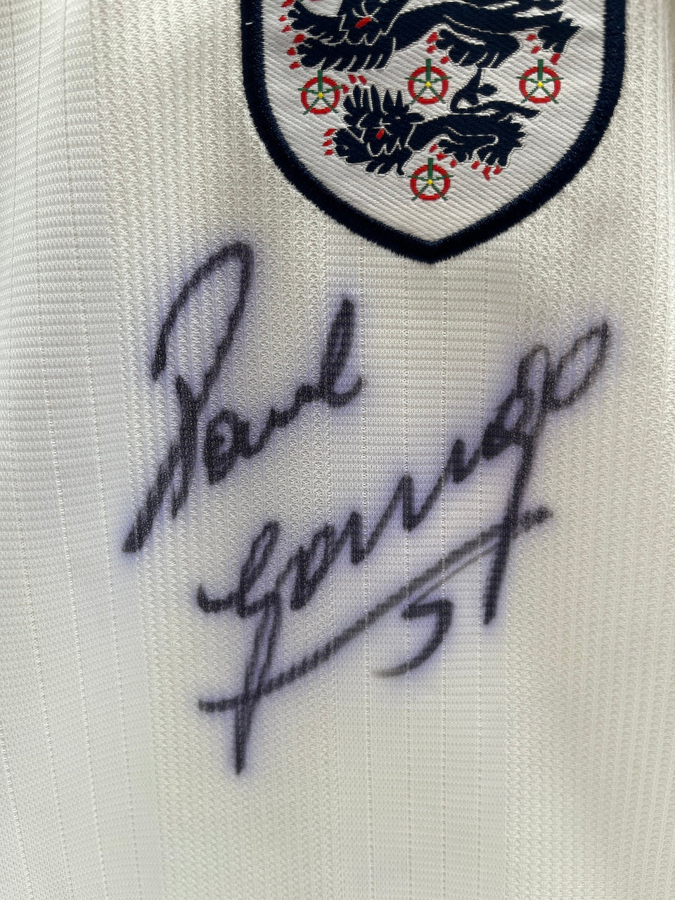 England Repro Trikot Paul Gascoigne signed autograph COA XXL