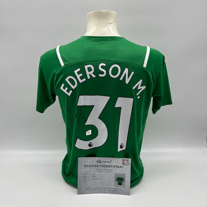 Manchester City Trikot Ederson signiert Autogramm Puma COA L