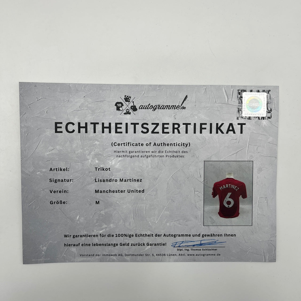 Manchester United Trikot Lisandro Martinez signiert Autogramm Adidas COA M