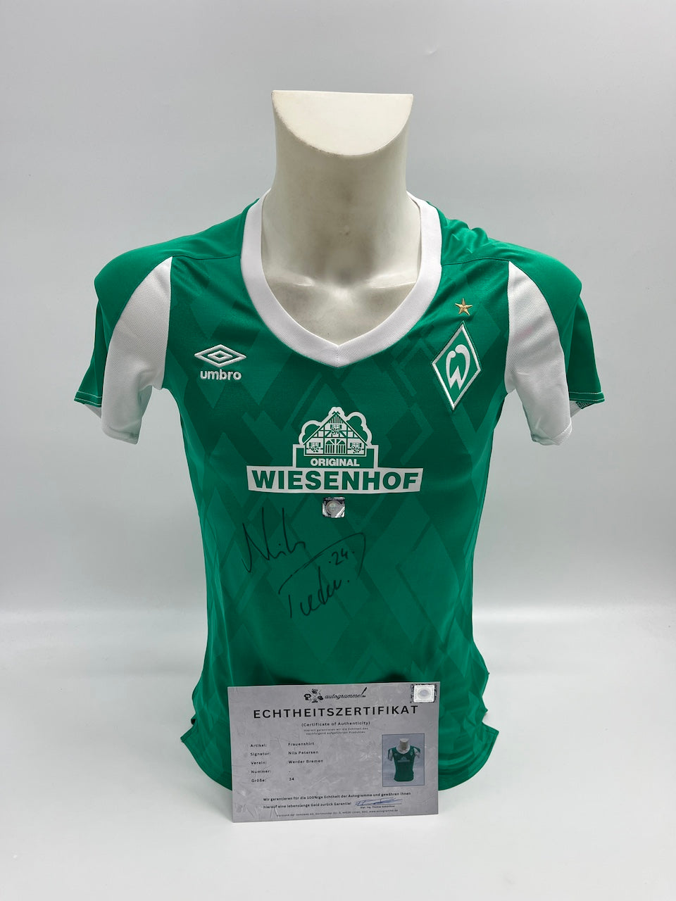 Werder Bremen Women's jersey Nils Petersen signed autograph Umbro 34