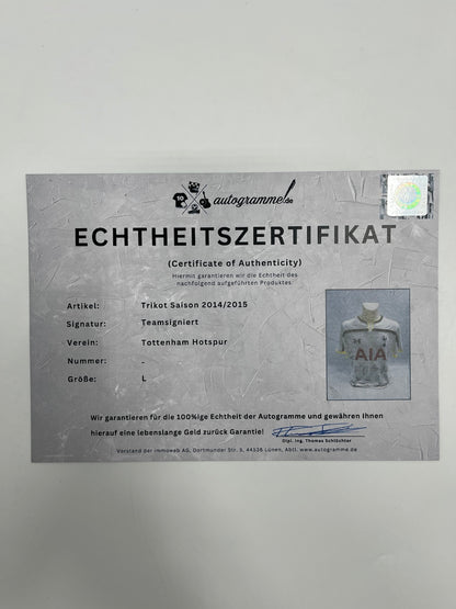 Tottenham Hotspur jersey 2014/2015 team signed football coa l