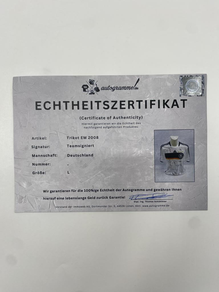 Germany Jersey Euro 2008 Team Signed DFB Adidas L