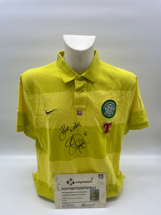 Celtic Glasgow Polo Shirt Gary Hooper signed COA Nike Scotland XL