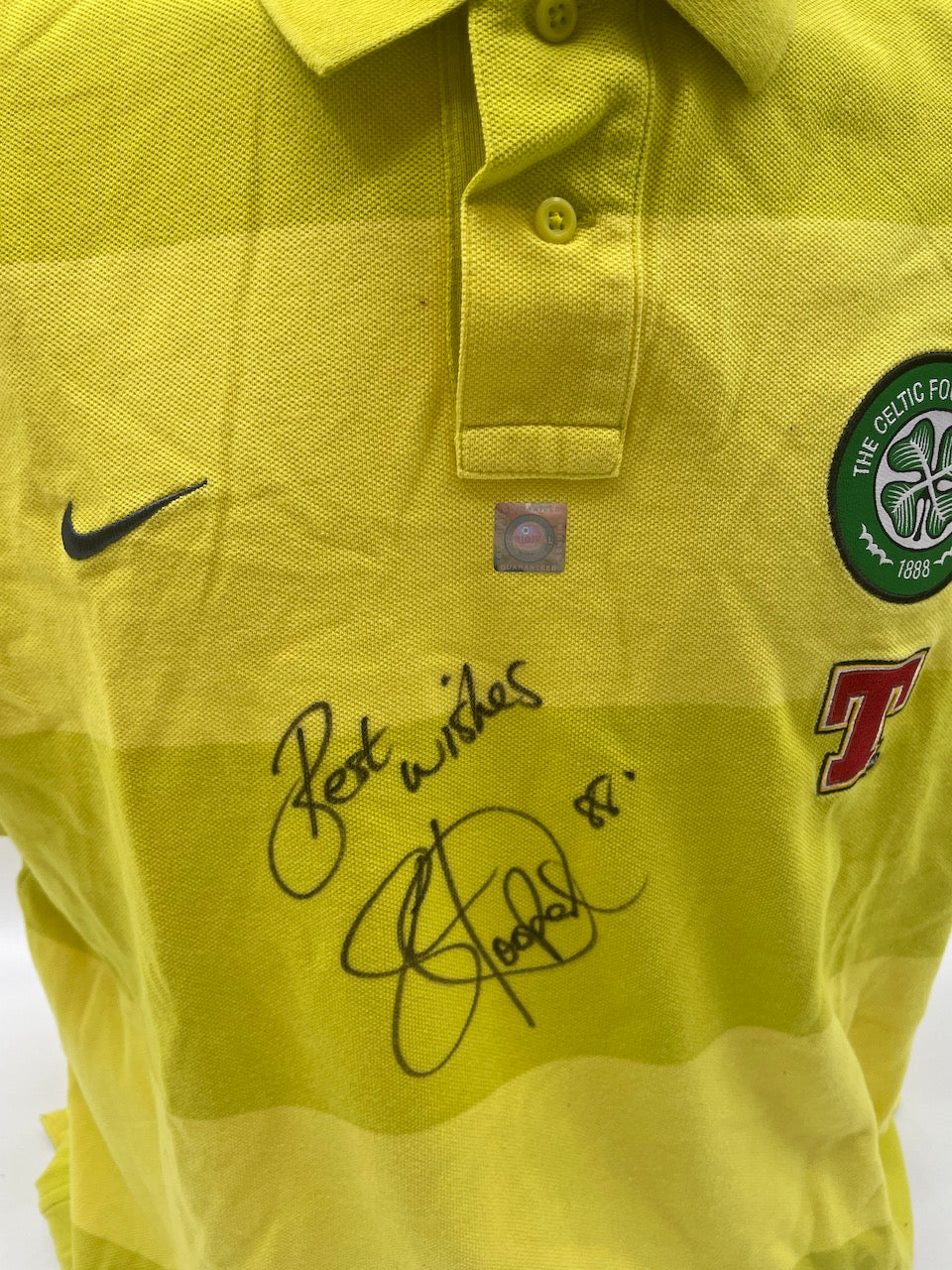 Celtic Glasgow Polo Shirt Gary Hooper signed COA Nike Scotland XL