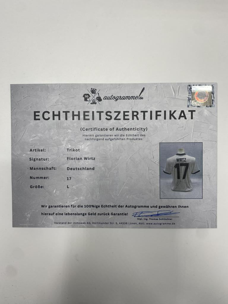 DFB Trikot Florian Wirtz signiert COA Deutschland Autogramm Adidas L
