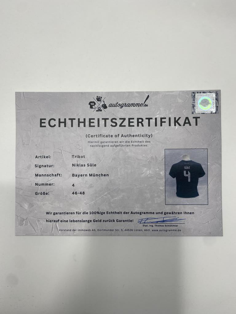Bayern München Trikot Niklas Süle signiert Autogramm Adidas 46-48 (Kindergröße XL)