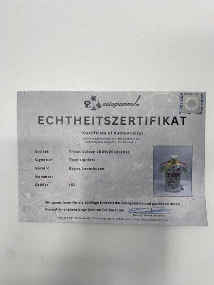 Bayer Leverkusen jersey, 2009/2010/2011 season, team signed, autographed, COA Adidas 152