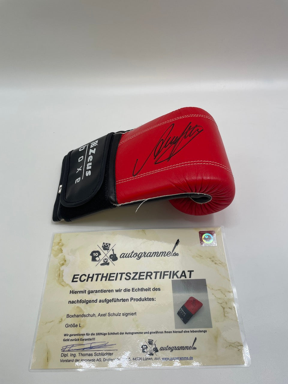 Punching Bag Gloves Axel Schulz signed Autograph Signature Boxing COA New