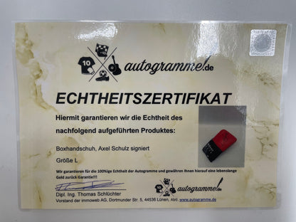 Sandbag glove Axel Schulz signed autograph signature boxes COA new