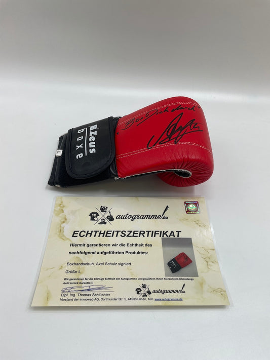 Punching Bag Gloves Axel Schulz signed Autograph Signature Boxing New COA