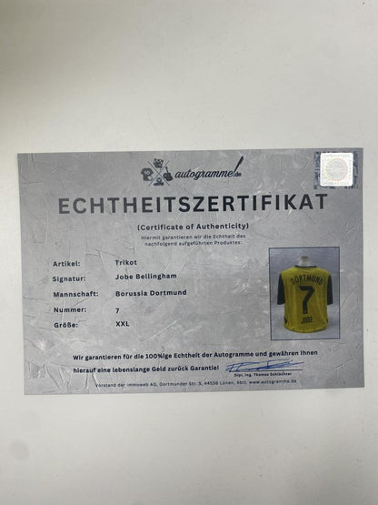 Borussia Dortmund jersey signed by Jobe Bellingham, new Puma XXL