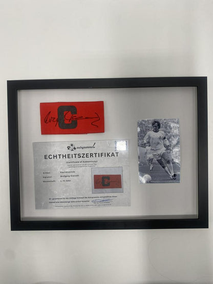 Captain's armband Wolfgang Overath signs in a frame 1. FC Köln autograph