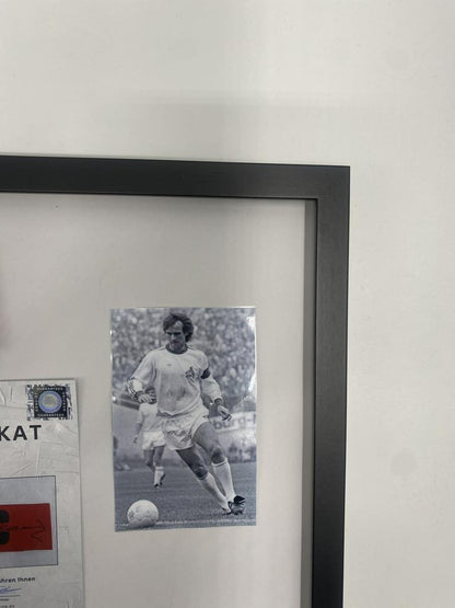Captain's armband Wolfgang Overath signs in a frame 1. FC Köln autograph