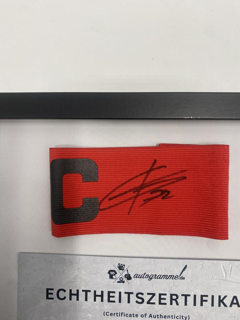 Captain's armband signed by Cody Gakpo in a frame FC Liverpool autograph COA