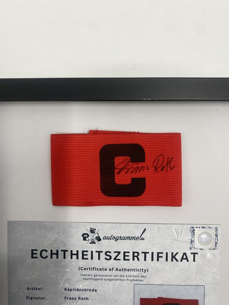 Captain's armband signed by Franz Roth, Bayern Munich autograph COA