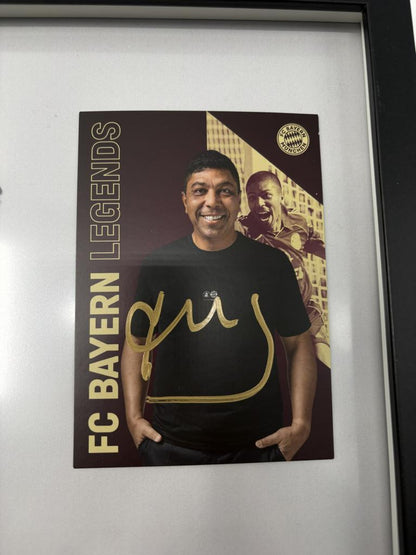 Kapitänsbinde Giovane Elber signiert im Rahmen Bayern München Autogramm