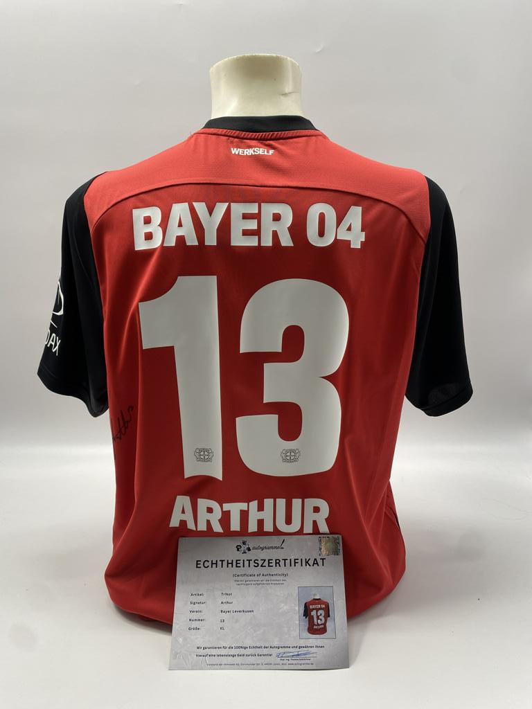 Bayer Leverkusen jersey Arthur signed autograph Image Proof Castore XL