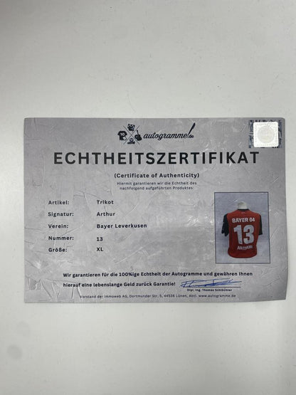 Bayer Leverkusen jersey Arthur signed autograph Image Proof Castore XL