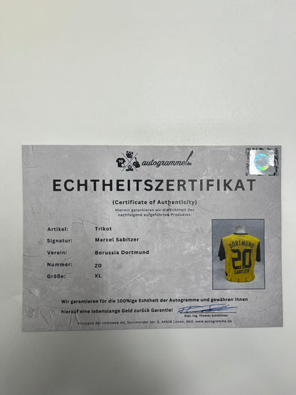 Borussia Dortmund jersey signed by Marcel Sabitzer, autographed BVB Puma XL