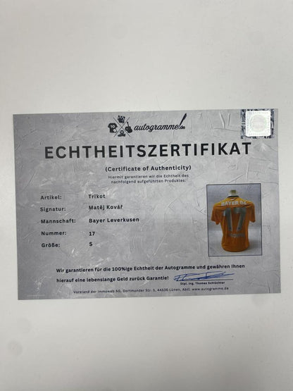 Bayer Leverkusen jersey Matěj Kovář signed autograph Castore S