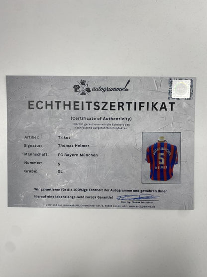 Bayern Munich jersey signed by Thomas Helmer, Adidas XL