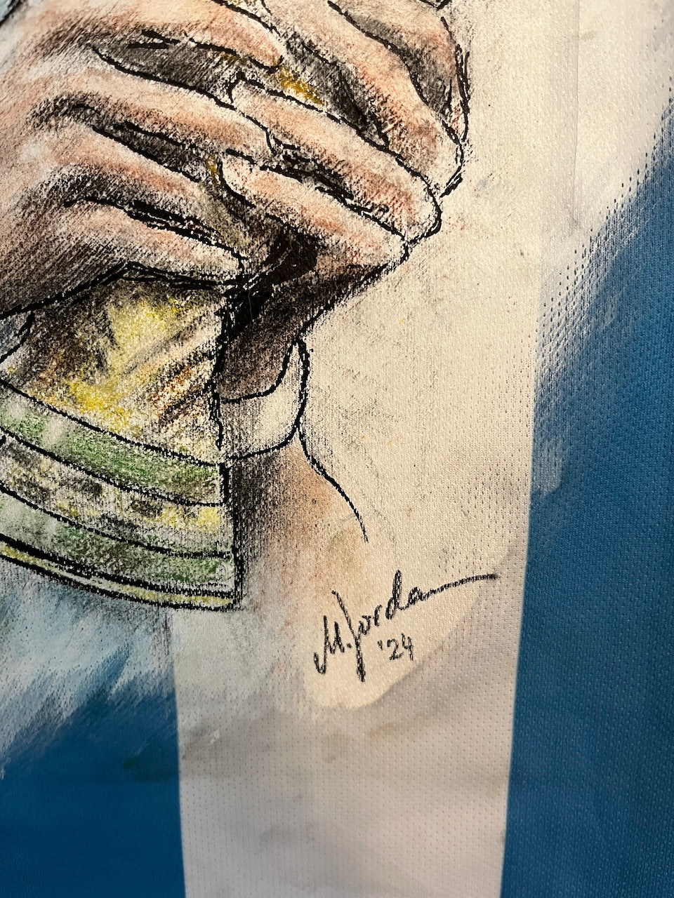 Argentina jersey portrait exequiel palacios hand painted m