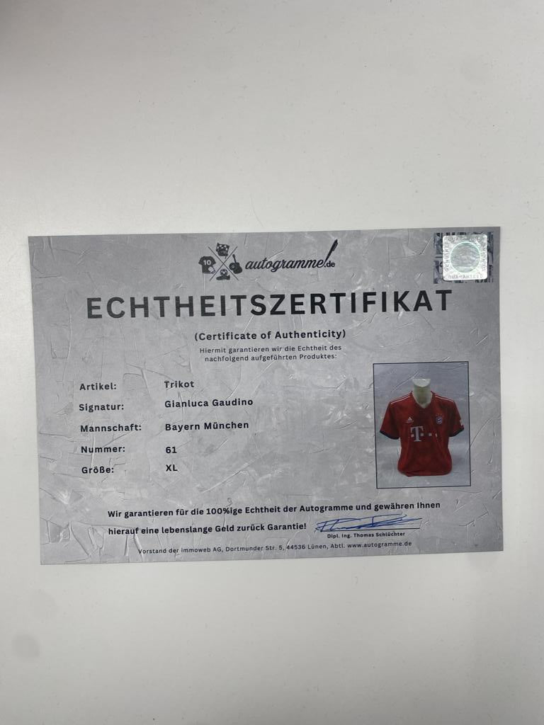 Bayern Munich jersey signed by Gianluca Gaudino, Adidas COA XL