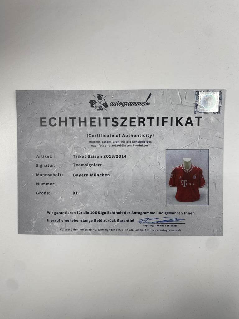 Bayern München Trikot 2013/2014 Teamsigniert Autogramm COA Adidas Fußball XL