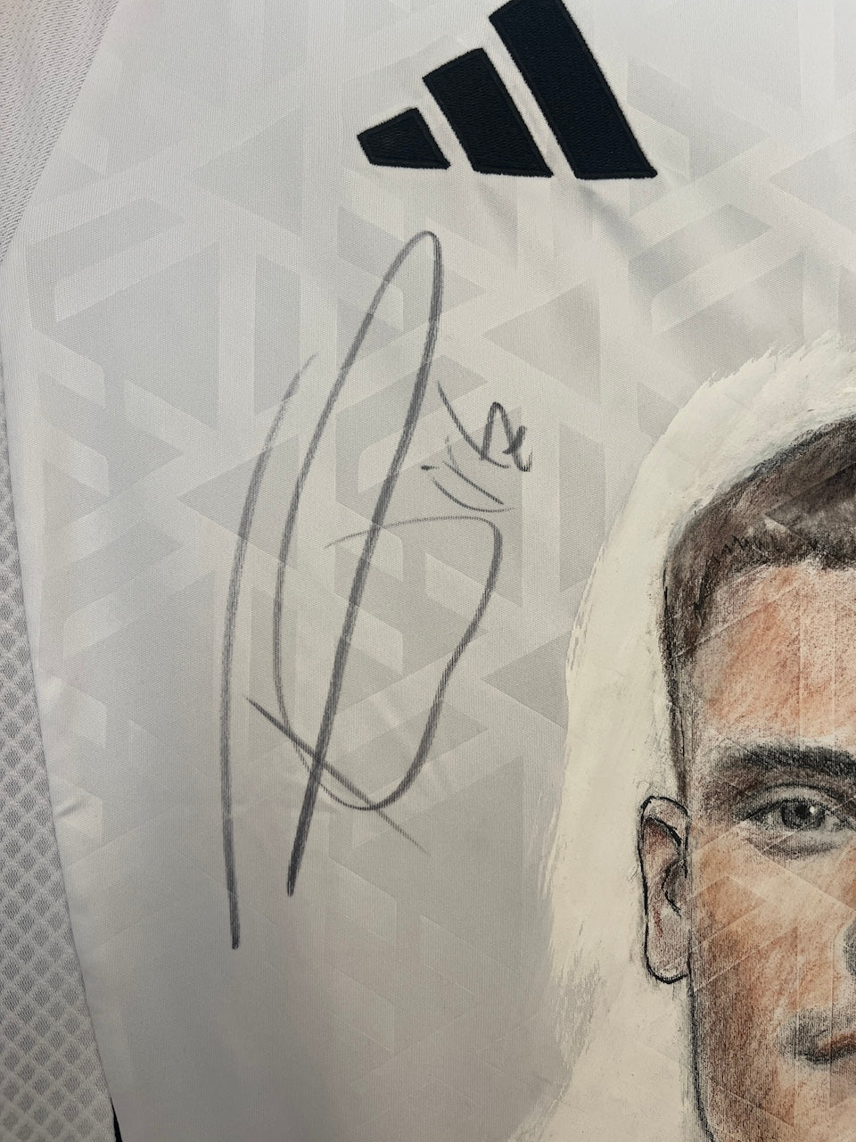 DFB jersey portrait of Florian Wirtz, hand-painted and signed, Adidas L