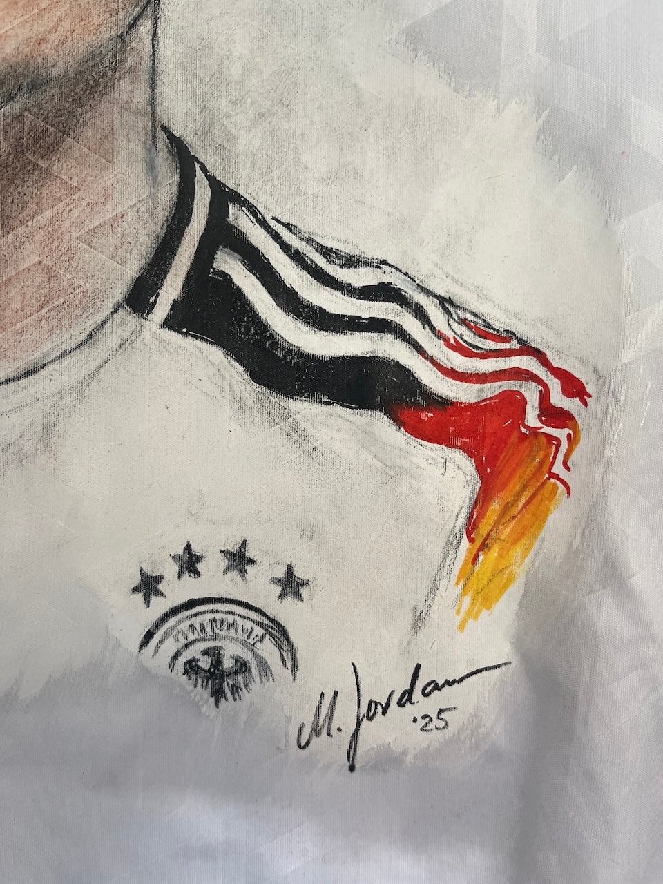DFB jersey portrait of Florian Wirtz, hand-painted and signed, Adidas L